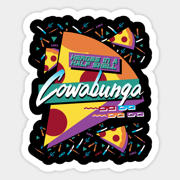 Cowabunga - Retro 90's Pattern - Ninja Turtles - Skateboard Sticker by Nemons